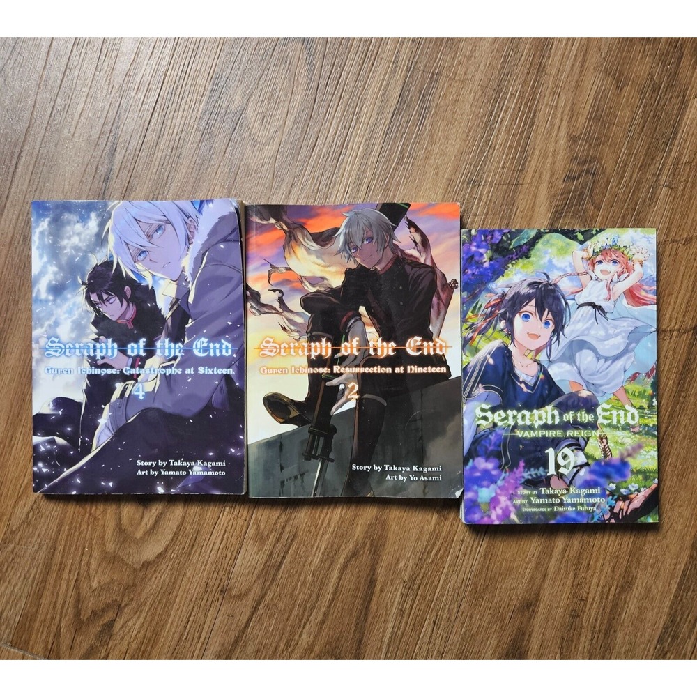 Lot of 3 - Seraph of the End: Volumes 2, 4, 19 Vampire Reign Manga English